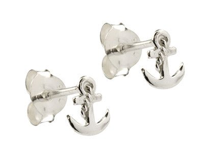 Sterling Silver Anchor Stud Earrings - Stellify