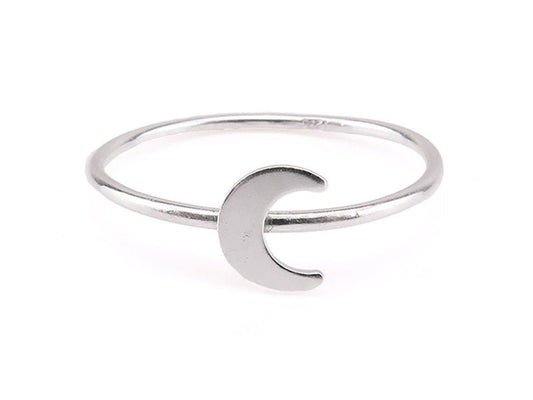 Sterling Silver Crescent Moon Stacking Ring - Stellify