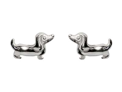 Sterling Silver Dachshund/Sausage Stud Earrings - Stellify