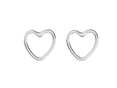 Sterling Silver Mini Open Heart Stud Earrings - Stellify