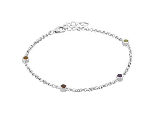Sterling Silver Quartet Gem Chain Bracelet - Stellify