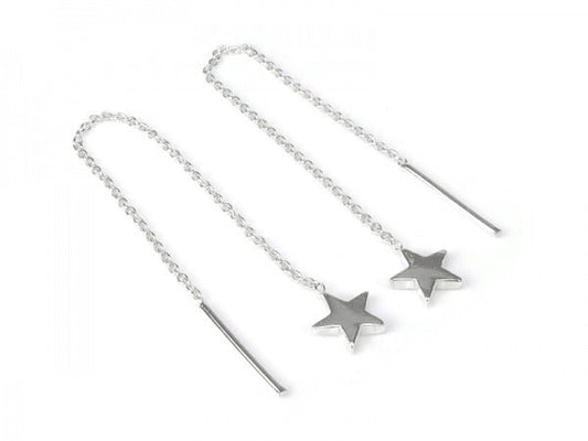 Sterling Silver Threader Drop Star Earrings - Stellify