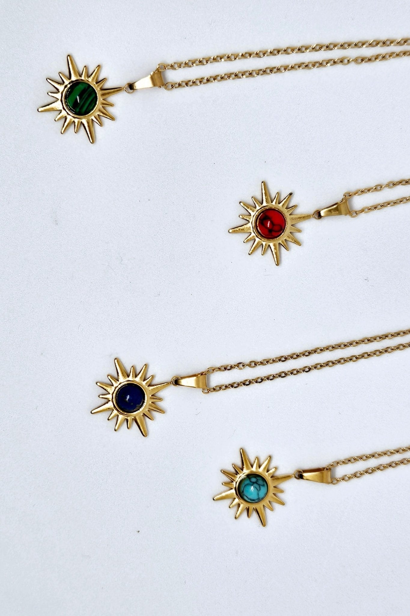 Vega Gold Star Necklace with Carnelian stone - Stellify
