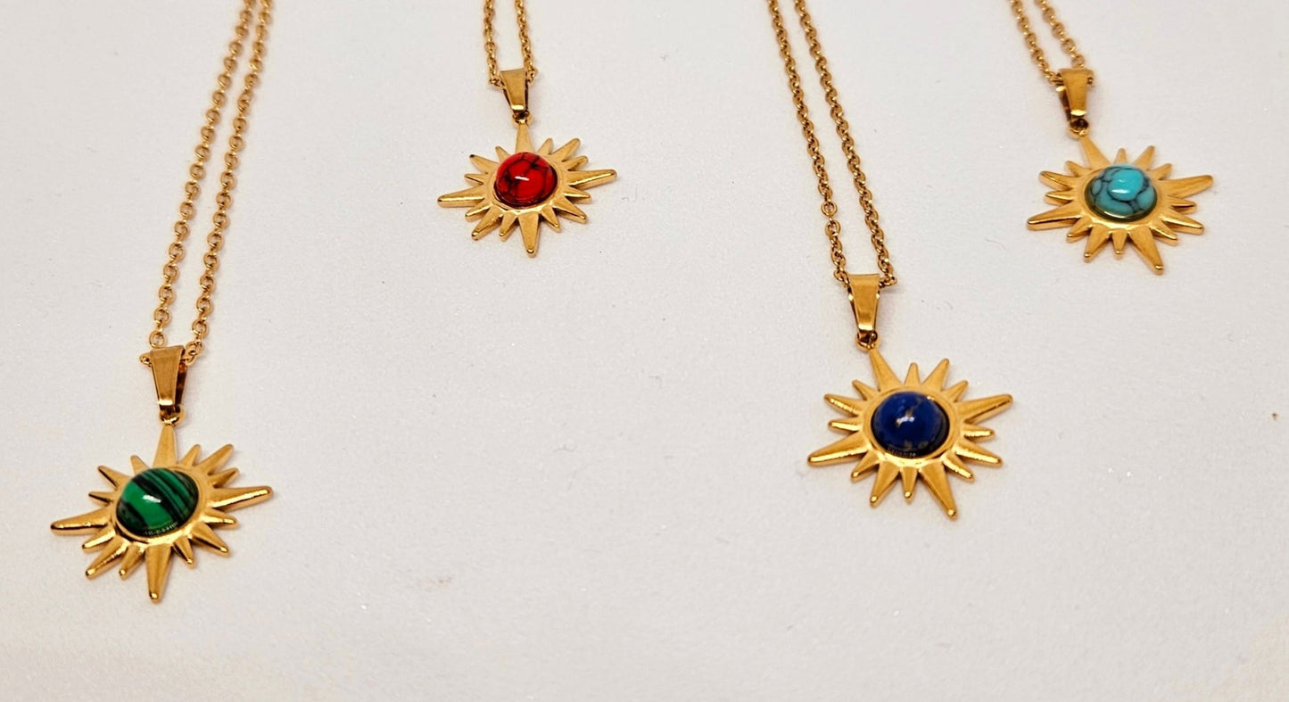 Vega Gold Star Necklace with Carnelian stone - Stellify