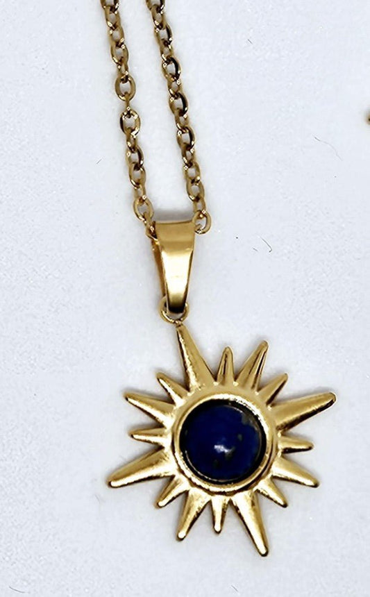 Vega Gold Star Necklace with Lapis Lazuli stone - Stellify
