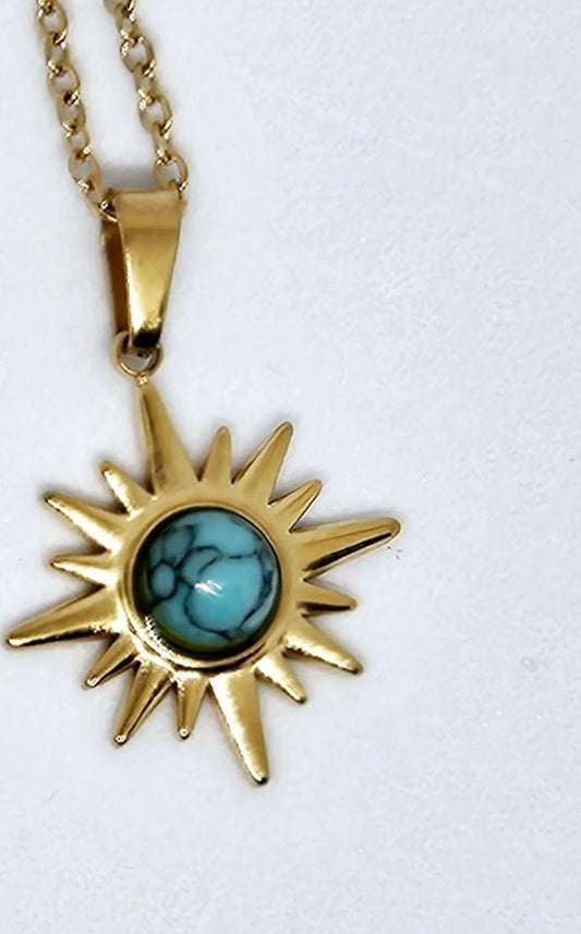 Vega Gold Star Necklace with Turquoise - Stellify
